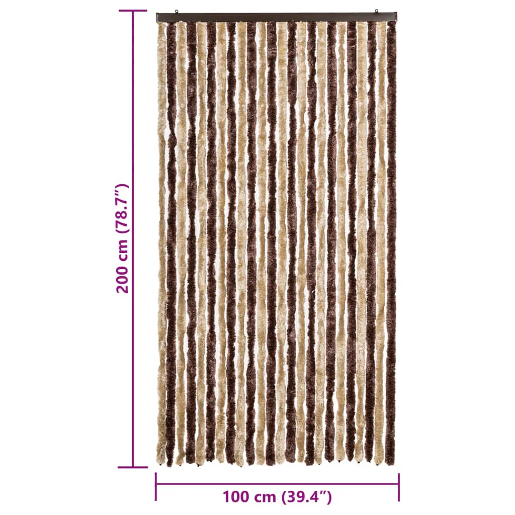 Tenda Antimosche Beige e Marrone Chiaro 100x200 cm in Ciniglia | homemem39