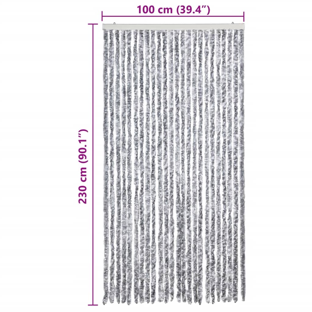 Tenda Antimosche Grigio e Bianca 100x230 cm in Ciniglia | homemem39