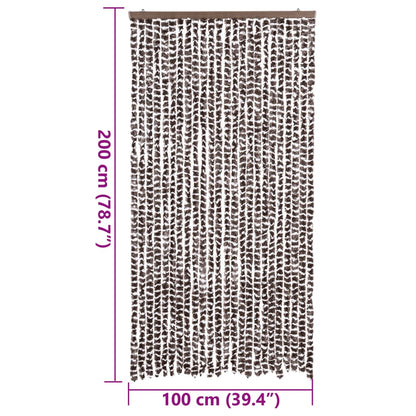 Tenda Antimosche Marrone e Bianca 100x200 cm in Ciniglia