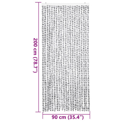 Tenda Antimosche Grigio Chiaro e Grigio Scuro 90x200cm Ciniglia