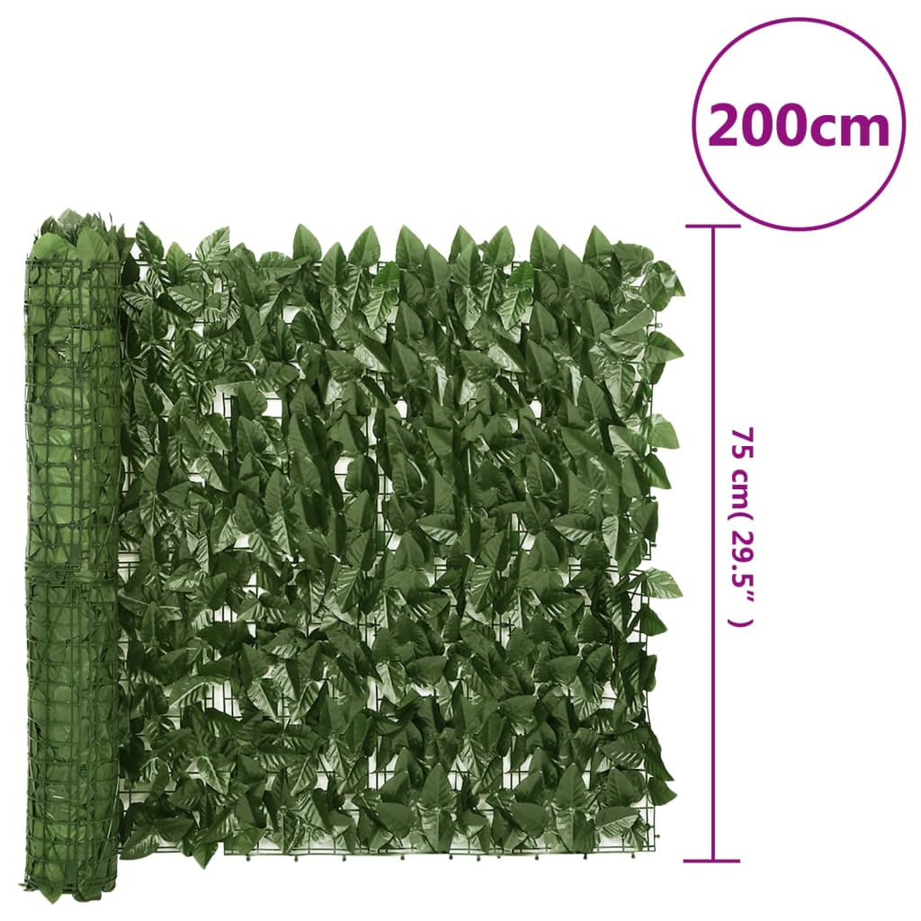 Paravento da Balcone con Foglie Verde Scuro 200x75 cm | homemem39
