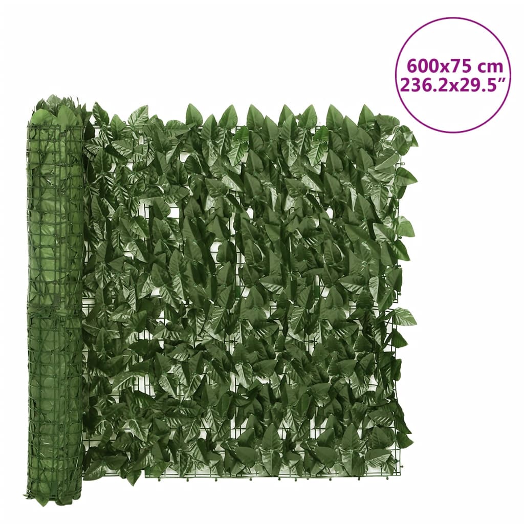 Schermo Privacy da Balcone con Foglie Verde Scuro 600x75 cm | homemem39