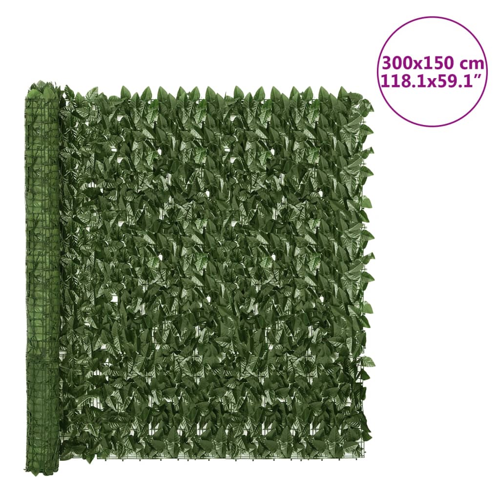 Schermo Privacy da Balcone con Foglie Verde Scuro 300x150 cm | homemem39