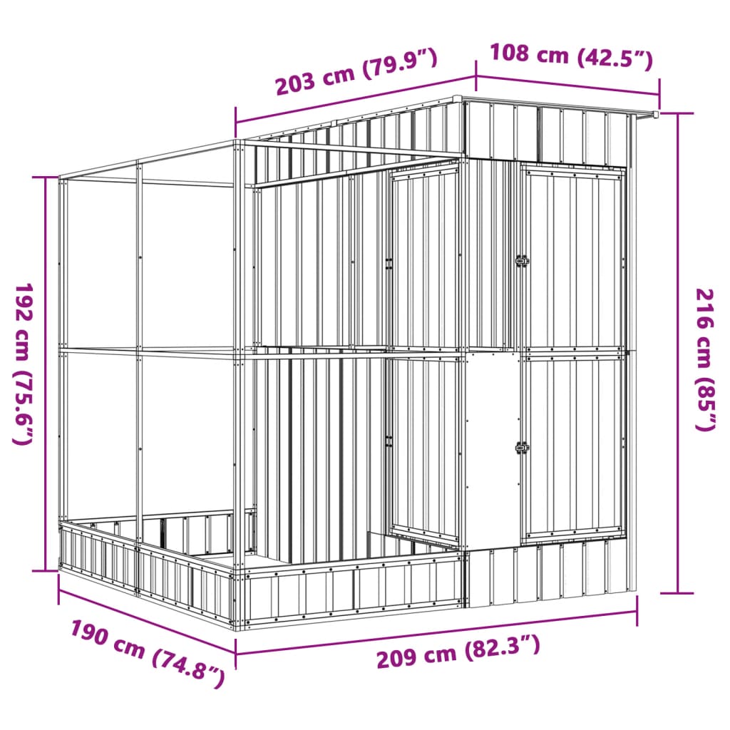 Voliera con Estensione Argento 209x203x216 cm Acciaio | homemem39
