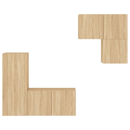 Mobili TV a Muro 4pz Rovere Sonoma in Legno Multistrato