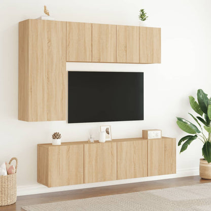 Mobili TV a Muro 5pz Rovere Sonoma in Legno Multistrato