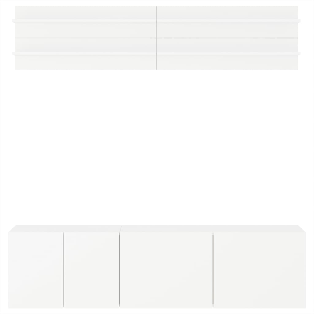 Mobili TV a Muro 6pz Bianchi in Legno Multistrato