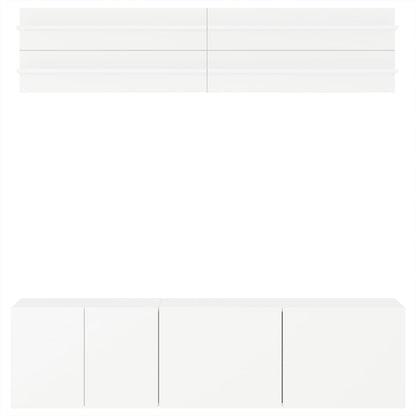 Mobili TV a Muro 6pz Bianchi in Legno Multistrato