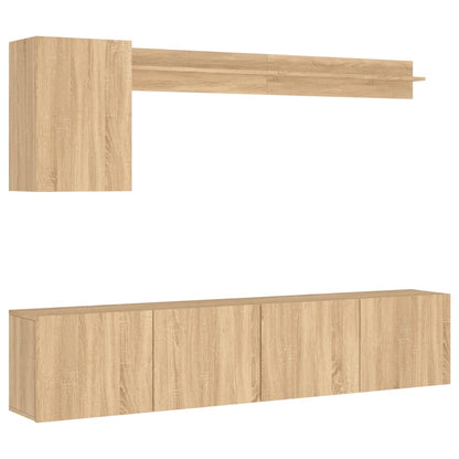 Mobili TV a Muro 5pz Rovere Sonoma in Legno Multistrato | homemem39