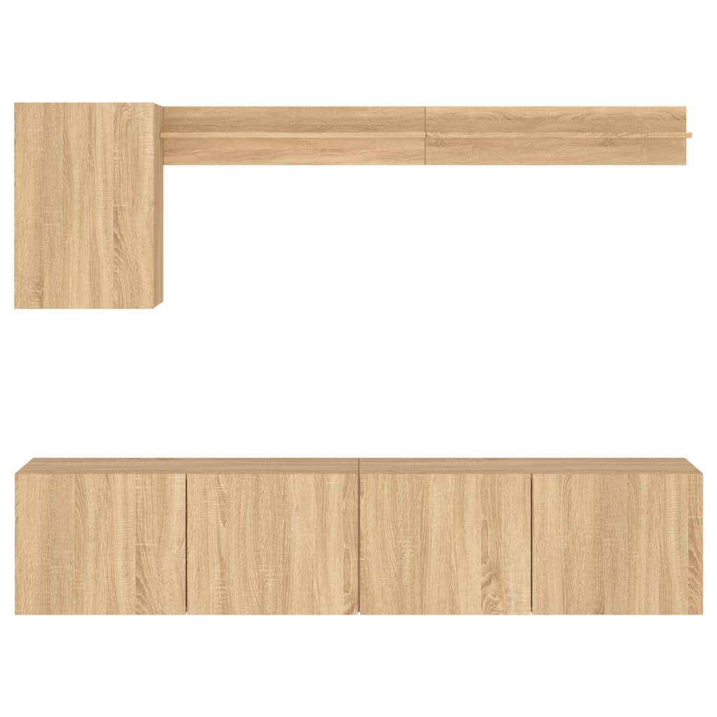 Mobili TV a Muro 5pz Rovere Sonoma in Legno Multistrato | homemem39