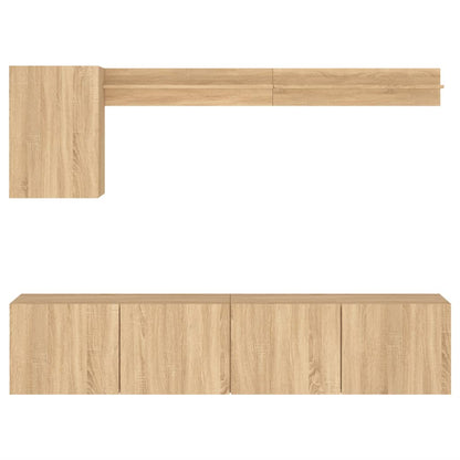 Mobili TV a Muro 5pz Rovere Sonoma in Legno Multistrato | homemem39