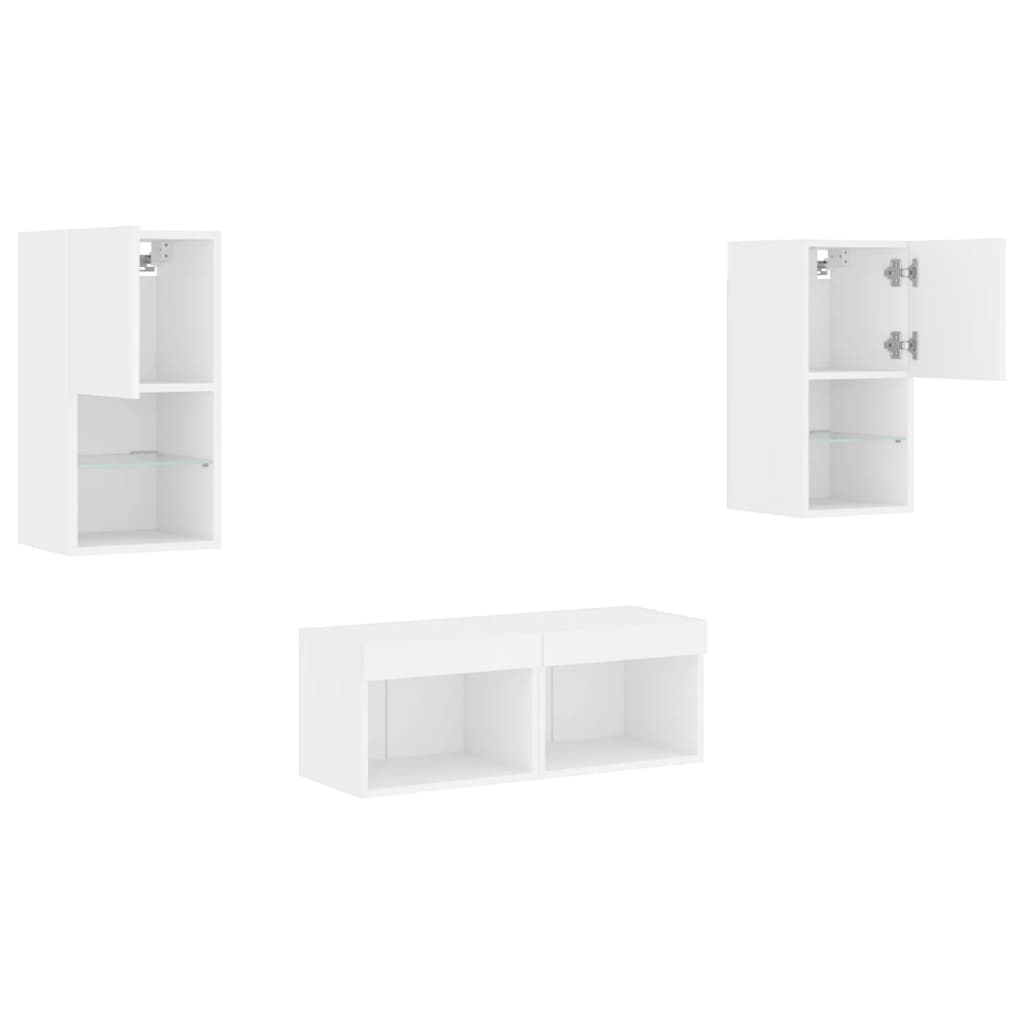 Mobili TV a Muro 4pz con Luci LED Bianchi | homemem39