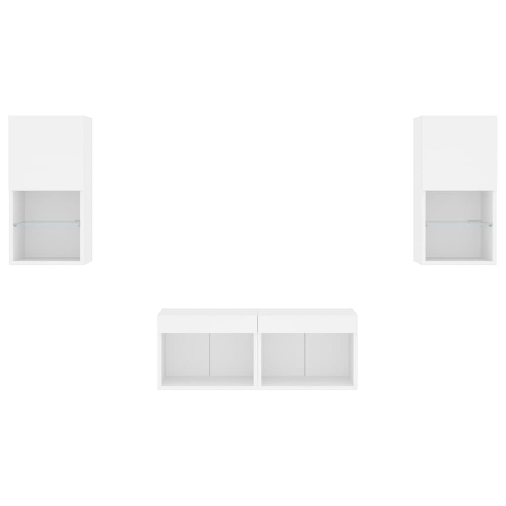 Mobili TV a Muro 4pz con Luci LED Bianchi | homemem39
