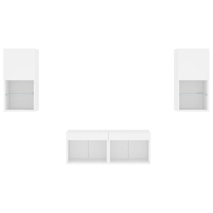 Mobili TV a Muro 4pz con Luci LED Bianchi | homemem39
