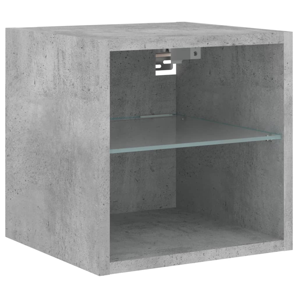 Mobili TV a Muro con LED 7pz Grigio Cemento Legno Multistrato | homemem39