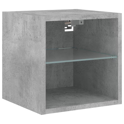 Mobili TV a Muro con LED 7pz Grigio Cemento Legno Multistrato | homemem39