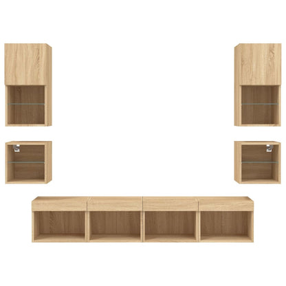 Mobili TV a Muro con LED 8pz Rovere Sonoma Legno Multistrato | homemem39