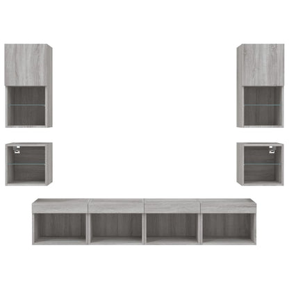 Mobili TV a Muro con LED 8pz Grigio Sonoma Legno Multistrato | homemem39