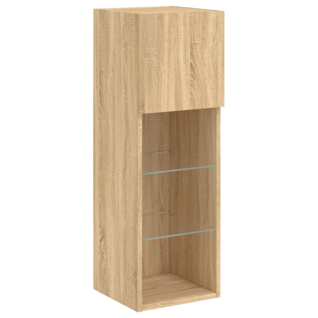 Mobili TV a Muro con LED 5pz Rovere Sonoma Legno Multistrato | homemem39