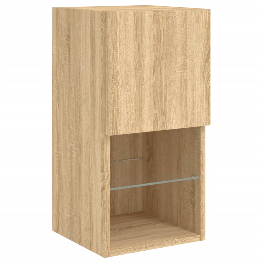 Mobili TV a Muro con LED 6pz Rovere Sonoma Legno Multistrato | homemem39