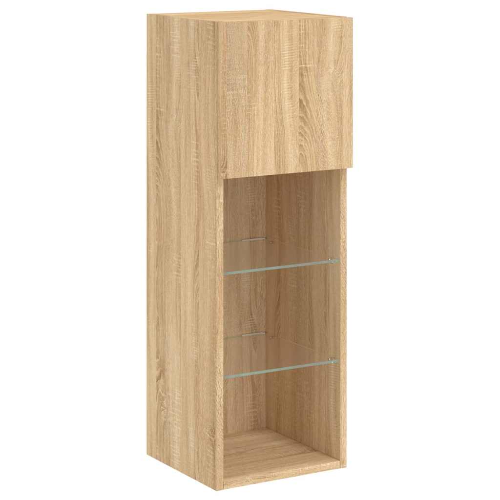 Mobili TV a Muro con LED 6pz Rovere Sonoma Legno Multistrato | homemem39