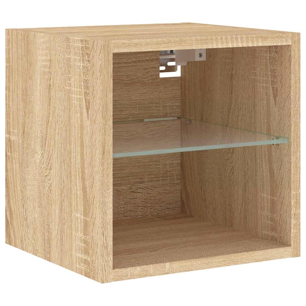 Mobili TV a Muro con LED 6pz Rovere Sonoma Legno Multistrato | homemem39
