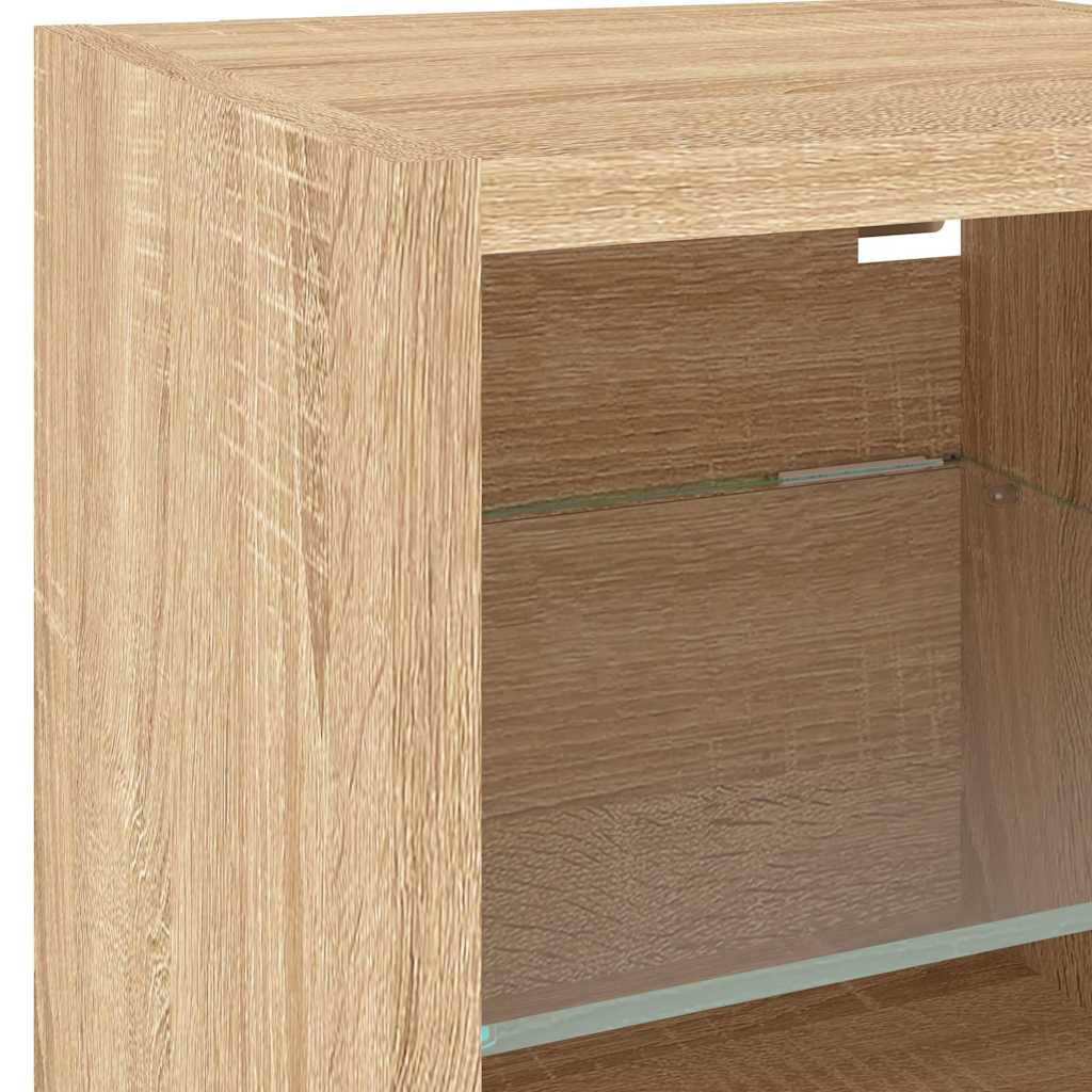 Mobili TV a Muro con LED 6pz Rovere Sonoma Legno Multistrato | homemem39