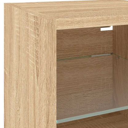 Mobili TV a Muro con LED 6pz Rovere Sonoma Legno Multistrato