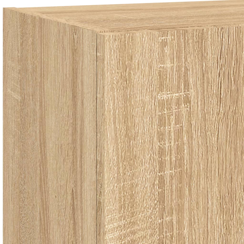 Mobili TV a Muro con LED 4pz Rovere Sonoma Legno Multistrato