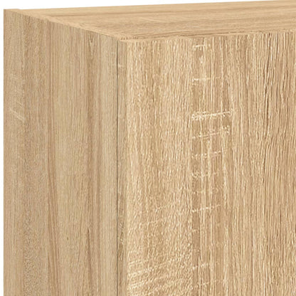 Mobili TV a Muro con LED 4pz Rovere Sonoma Legno Multistrato