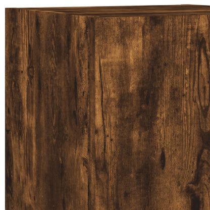 Mobili TV a Muro con LED 4pz Rovere Fumo in Legno Multistrato | homemem39