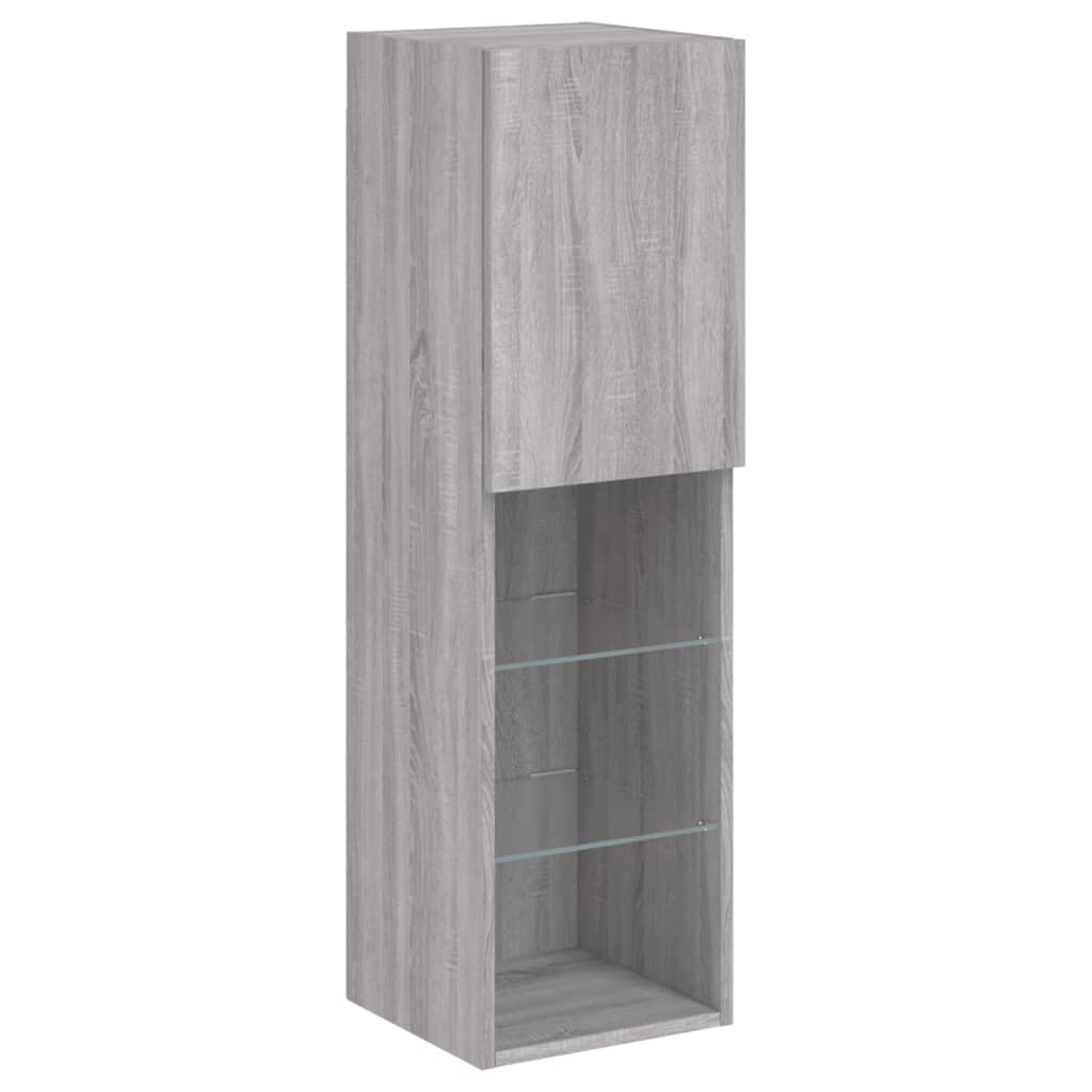 Mobili TV a Muro con LED 4pz Grigio Sonoma in Legno Multistrato | homemem39