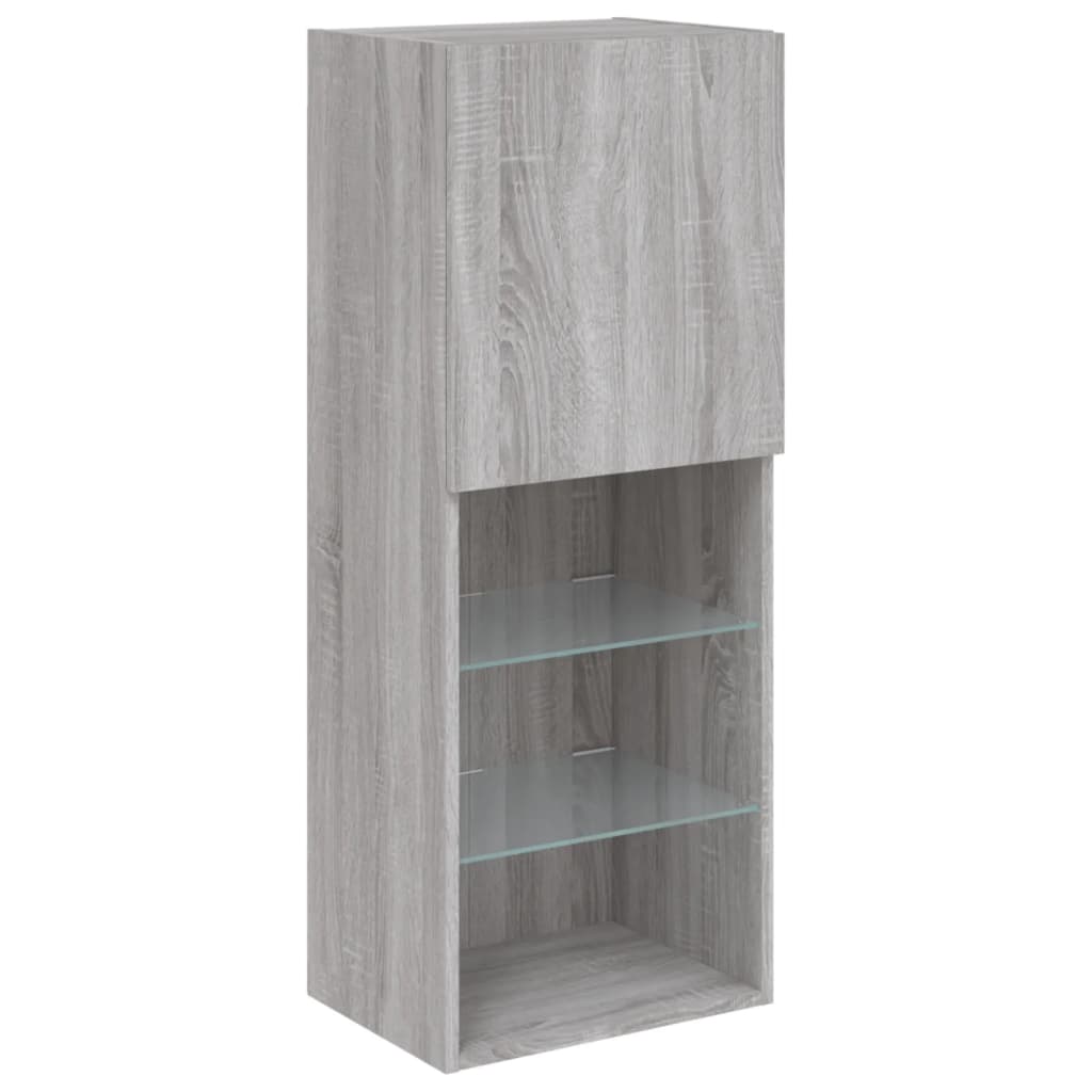 Mobili TV a Muro con LED 4pz Grigio Sonoma in Legno Multistrato | homemem39
