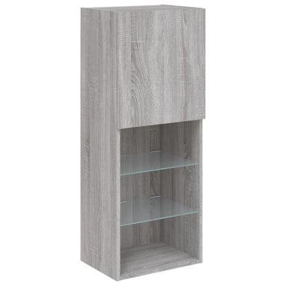 Mobili TV a Muro con LED 4pz Grigio Sonoma in Legno Multistrato | homemem39