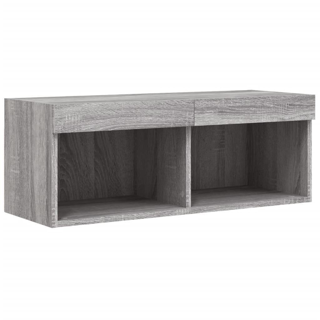 Mobili TV a Muro con LED 4pz Grigio Sonoma in Legno Multistrato | homemem39