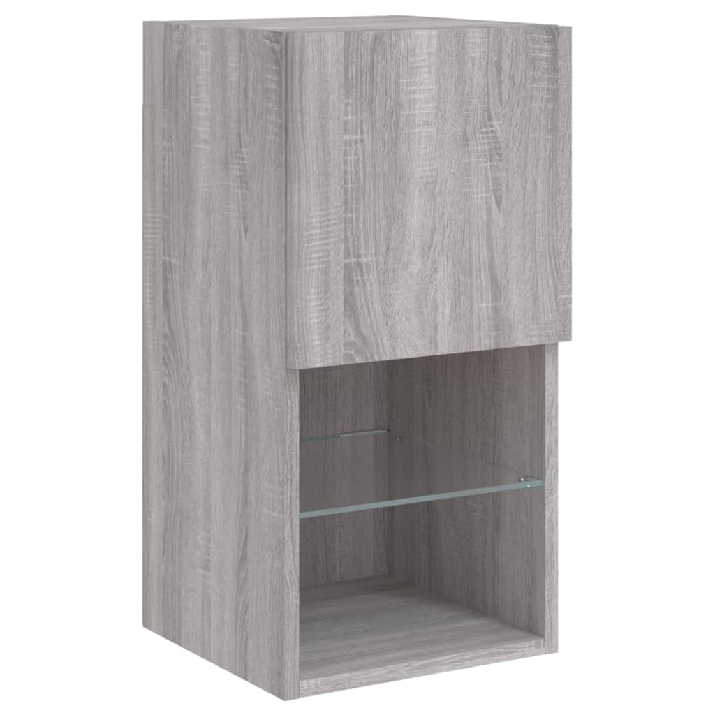Mobili TV a Muro con LED 4pz Grigio Sonoma in Legno Multistrato | homemem39
