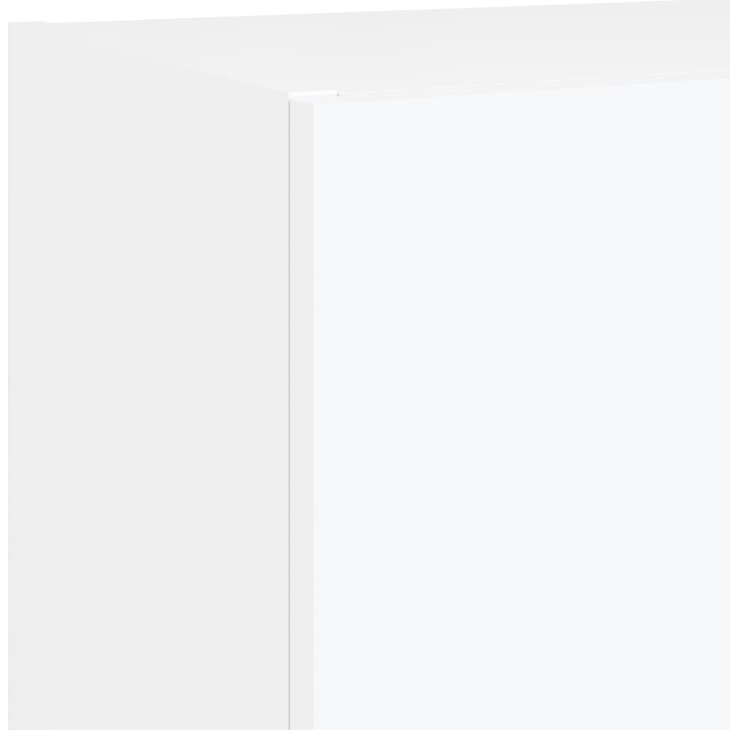 Mobili TV a Muro con LED 5pz Bianchi in Legno Multistrato