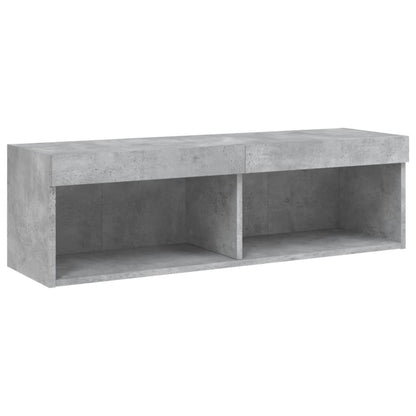 Mobili TV a Muro con LED 5pz Grigio Cemento Legno Multistrato