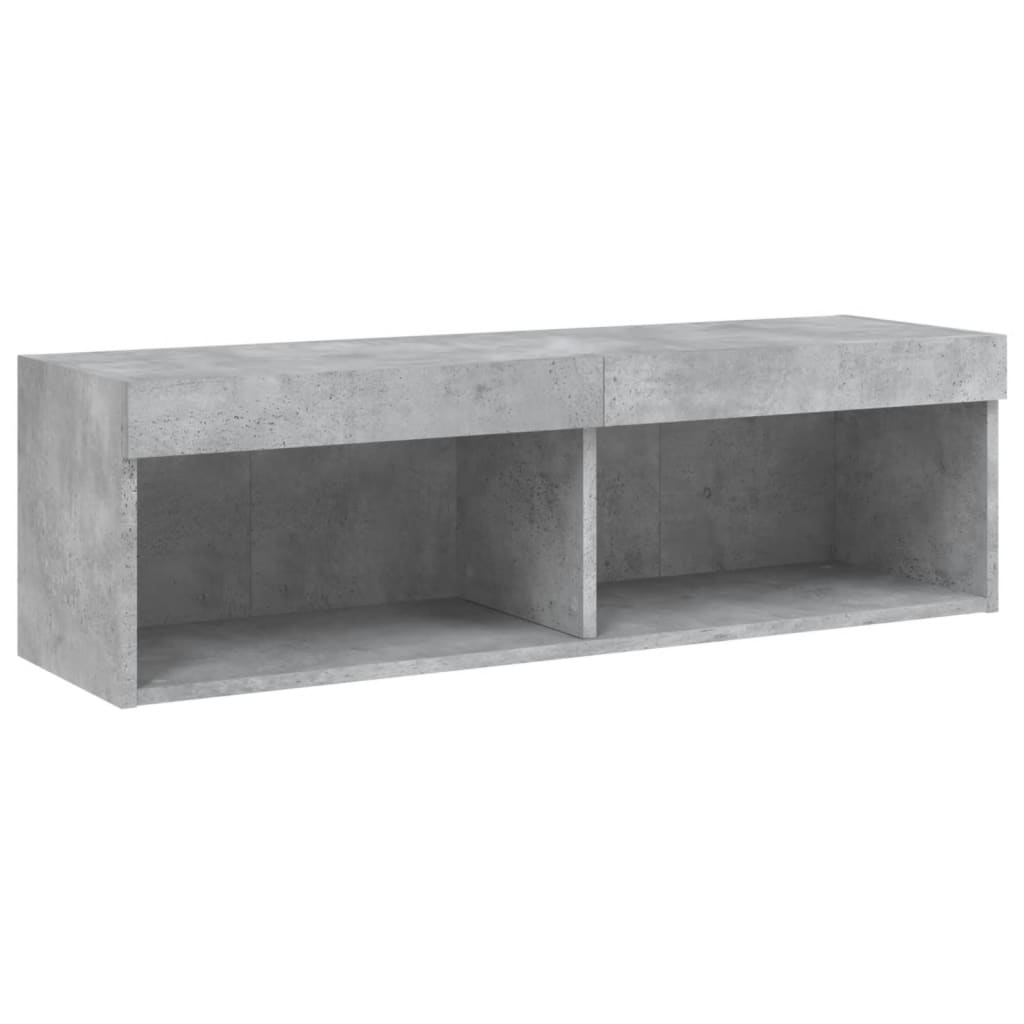 Mobili TV a Muro con LED 5pz Grigio Cemento Legno Multistrato