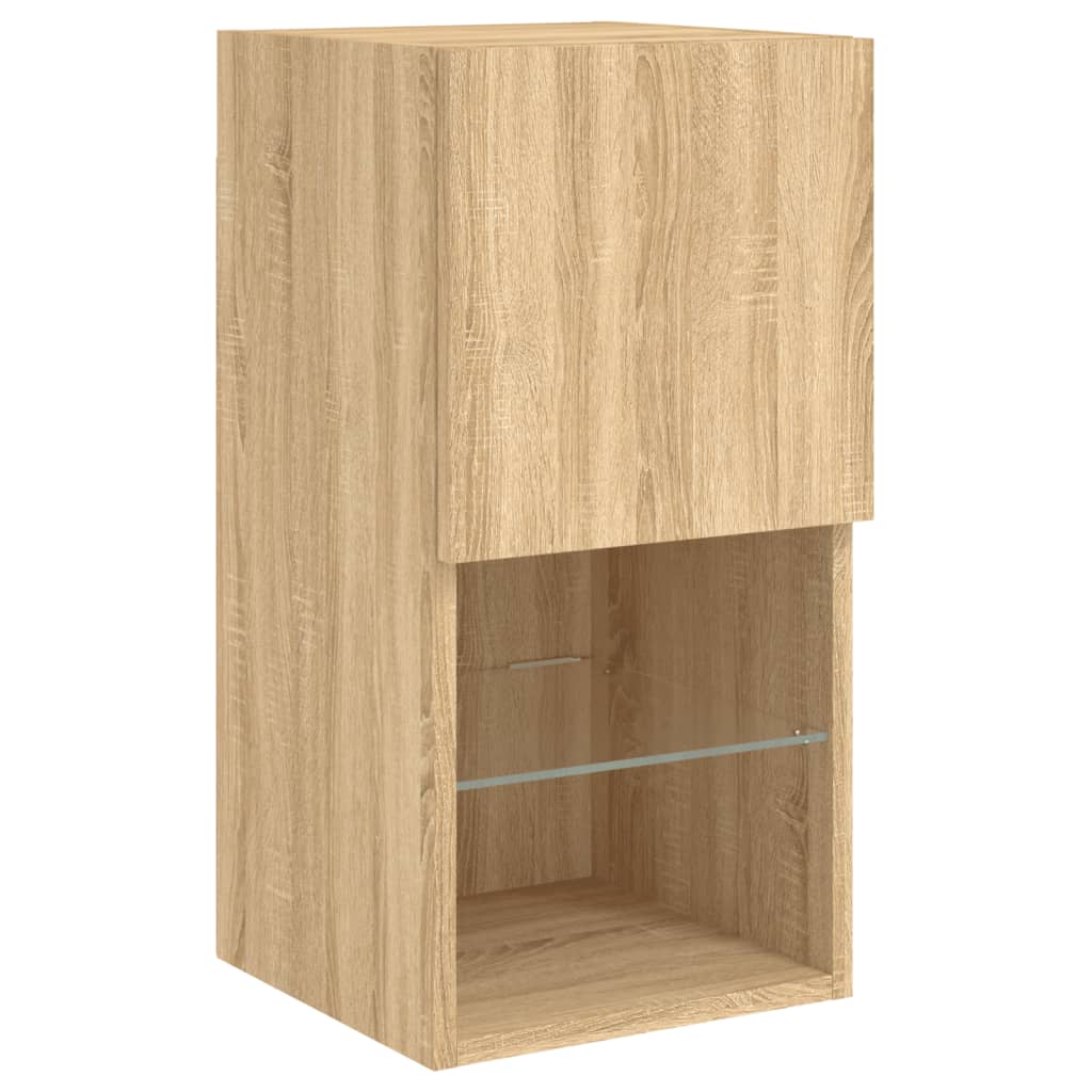 Mobili TV a Muro con LED 6pz Rovere Sonoma Legno Multistrato | homemem39