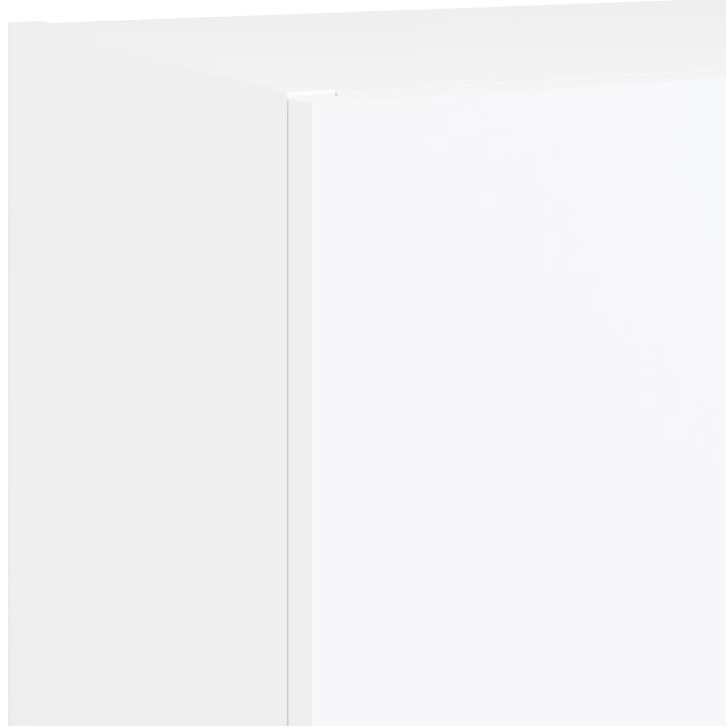 Mobili TV a Muro con LED 5pz Bianchi in Legno Multistrato