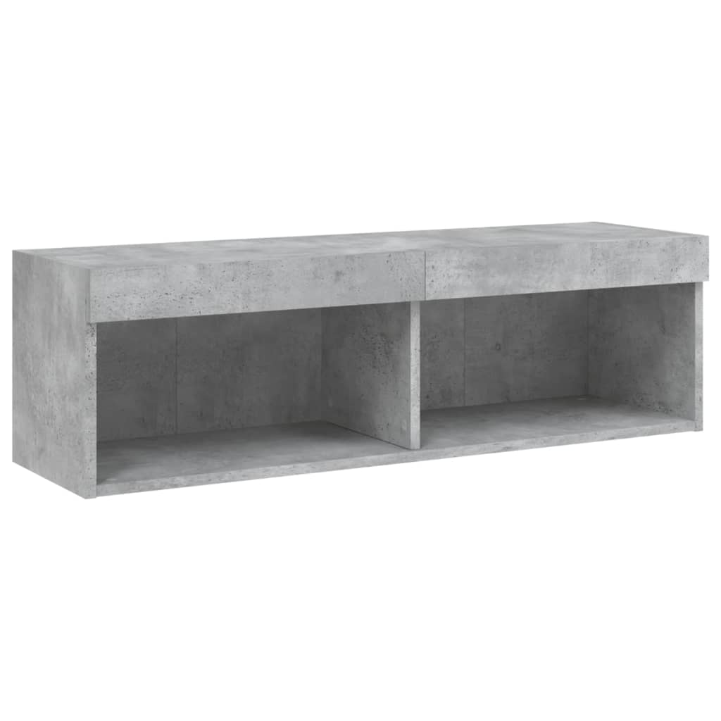 Mobili TV a Muro con LED 5pz Grigio Cemento Legno Multistrato