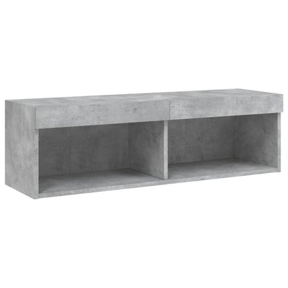 Mobili TV a Muro con LED 5pz Grigio Cemento Legno Multistrato