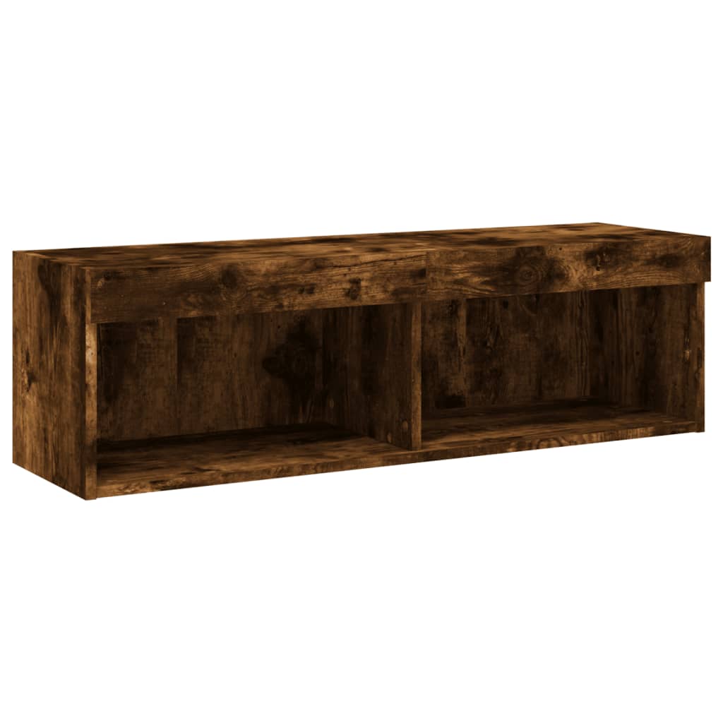 Mobili TV a Muro con LED 6pz Rovere Fumo in Legno Multistrato | homemem39