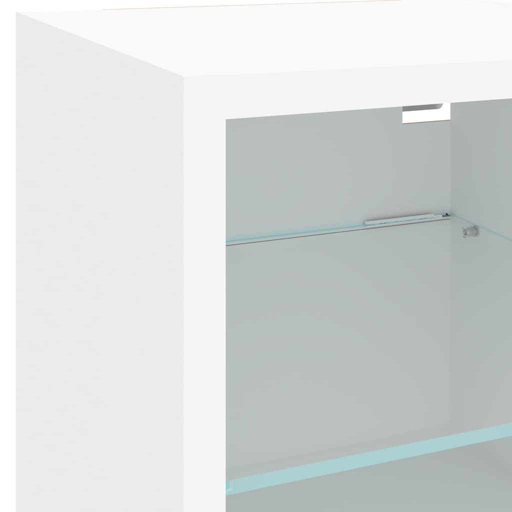 Mobili TV a Muro con LED 4pz Bianchi in Legno Multistrato