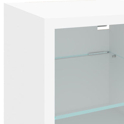 Mobili TV a Muro con LED 4pz Bianchi in Legno Multistrato