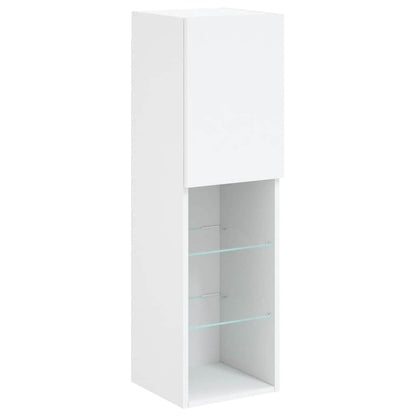 Mobili TV a Muro con LED 4pz Bianchi in Legno Multistrato | homemem39