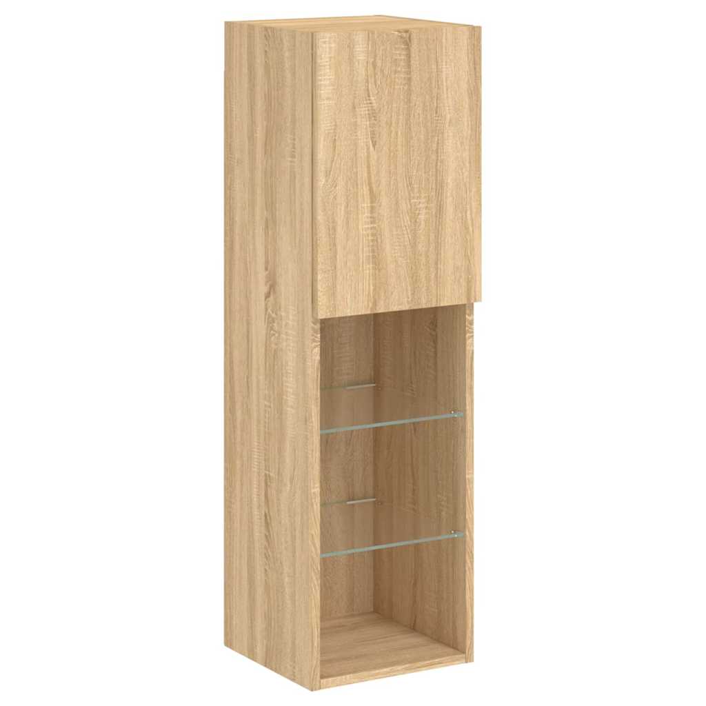Mobili TV a Muro con LED 4pz Rovere Sonoma Legno Multistrato | homemem39