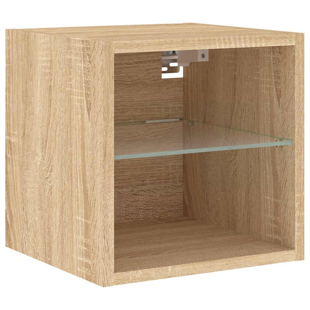 Mobili TV a Muro con LED 4pz Rovere Sonoma Legno Multistrato | homemem39
