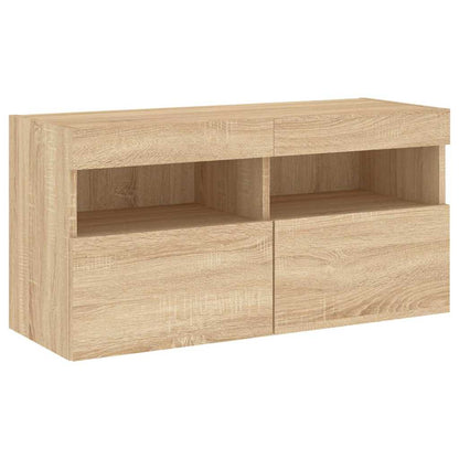 Mobili TV a Muro con LED 4pz Rovere Sonoma Legno Multistrato | homemem39